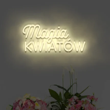 Neonowy napis Magia Kwiatów
