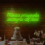 Napis LED Nasza przygoda zaczyna się dziś