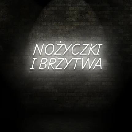 Neon dla barbershopu "Nożyczki i brzytwa"