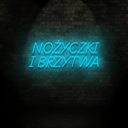 Neon dla barbershopu "Nożyczki i brzytwa"