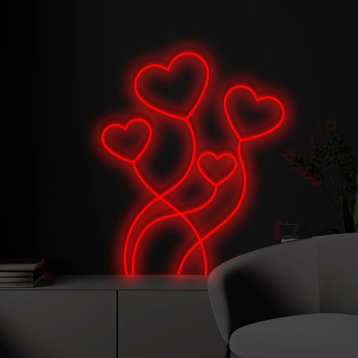 Serduszka-3 Neon LED Serca dekoracyjne - obrazek 1