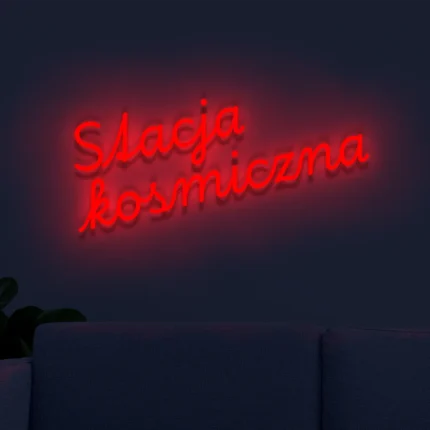 Neonowy napis Stacja kosmiczna