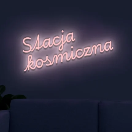 Neonowy napis Stacja kosmiczna