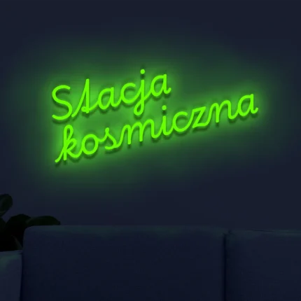 Neonowy napis Stacja kosmiczna