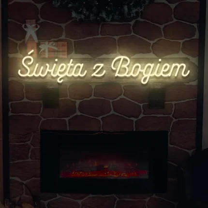 Neonowy napis Święta z Bogiem