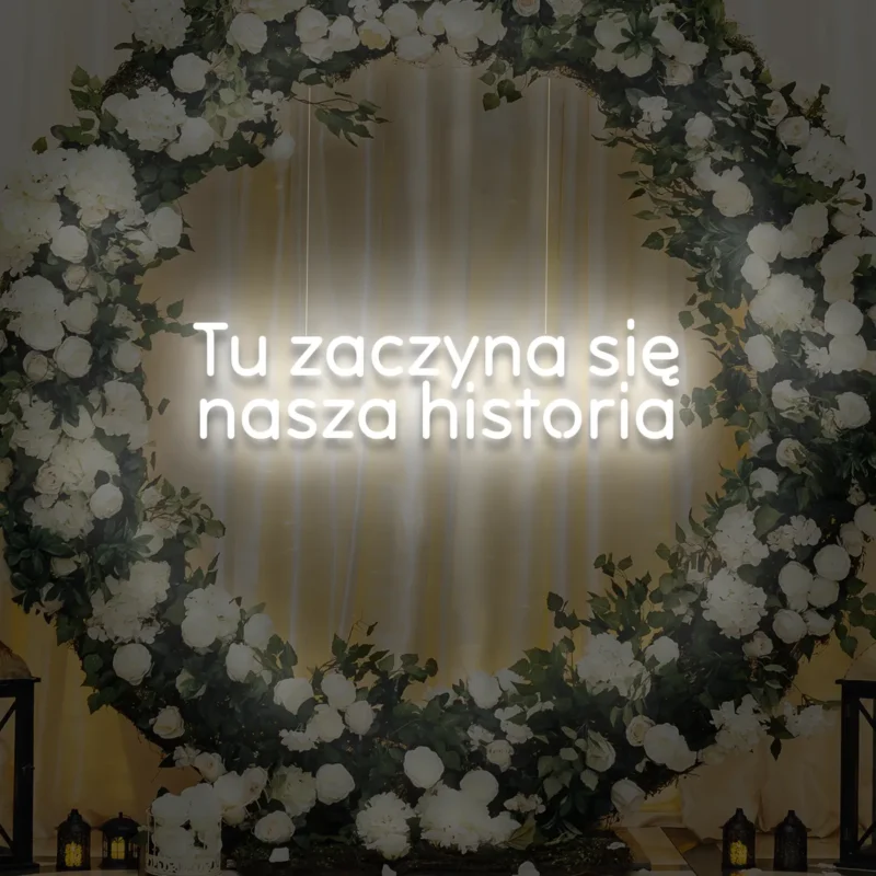 Ledowy napis Tu zaczyna się nasza historia