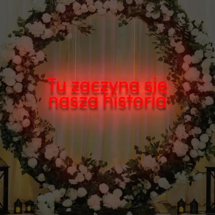 Ledowy napis Tu zaczyna się nasza historia