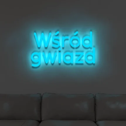 Neonowy napis Wśród gwiazd