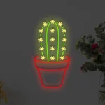 Neon Kaktus z kwiatami